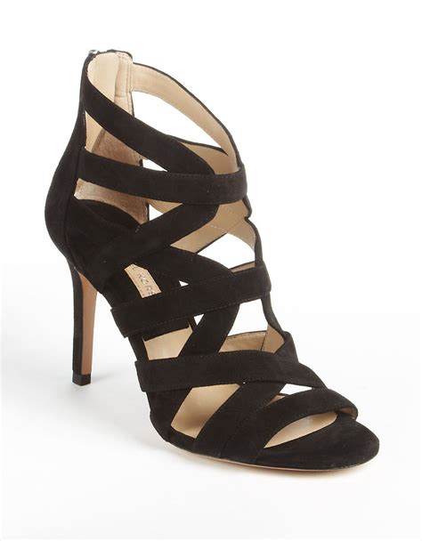 black suede with gold block heel michael by michael kors|Michael Kors pumps.